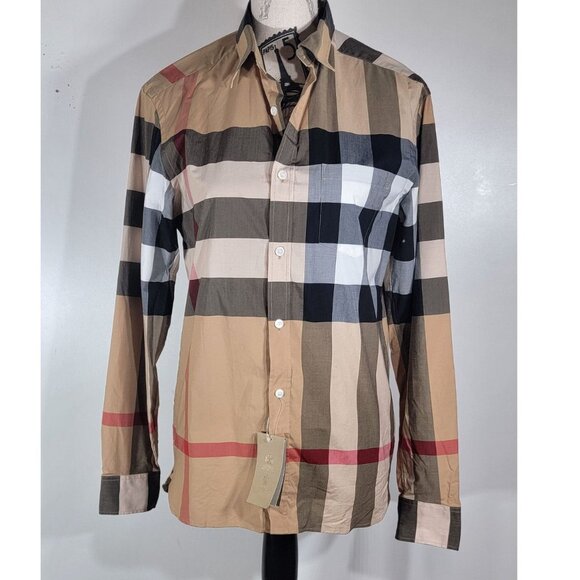 Burberry Windsor Check-Pattern Classic Fit Shirt, Beige, Mens Size Small - Picture 2 of 12